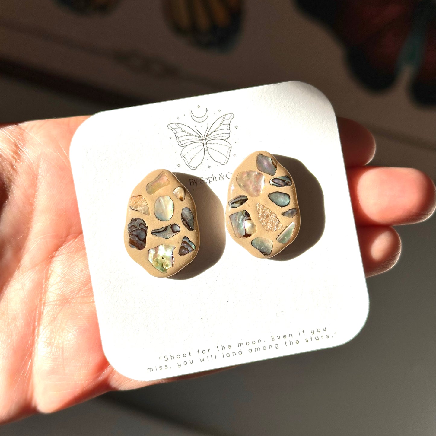 Oblong Circle Studs - Coffee