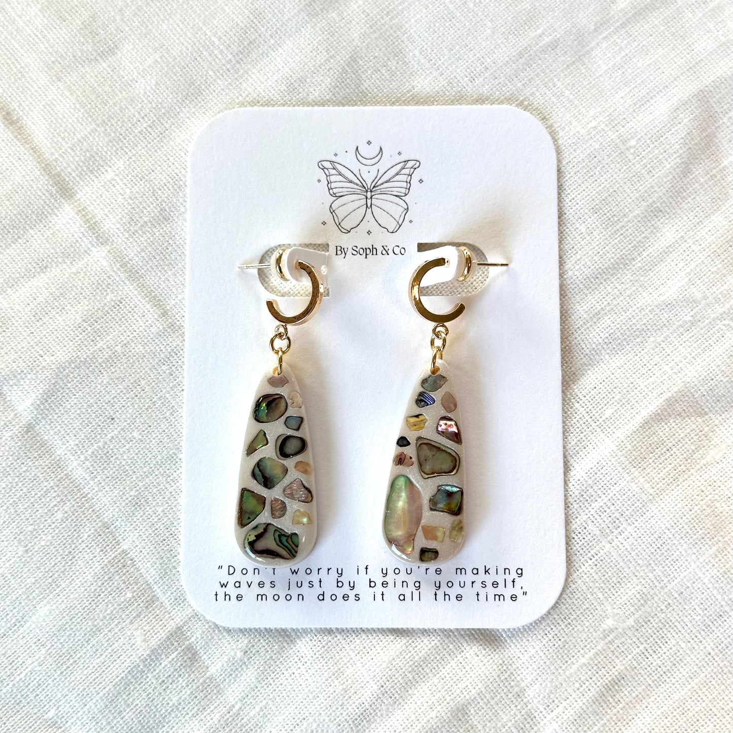 Abalone Dangles - White