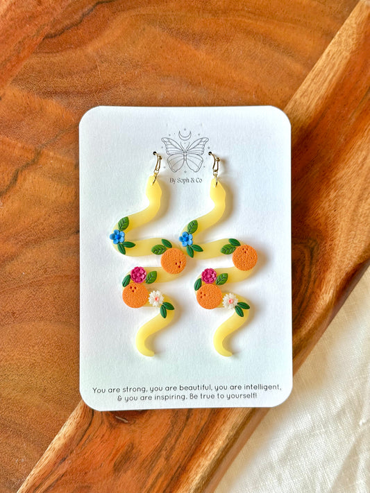 Snake Earrings - Orange Blossom