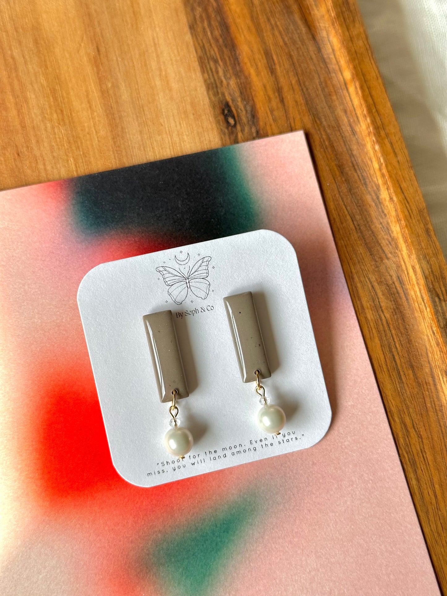 Lyra Earrings - Speckled Granite Grey
