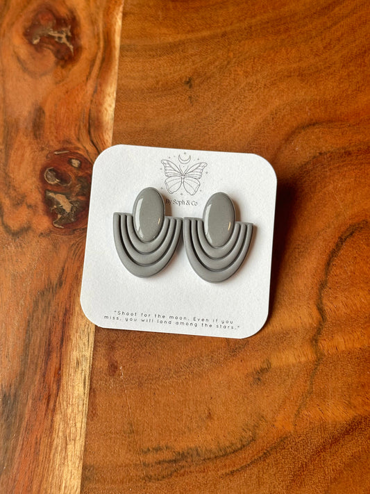 Art Deco Studs - Speckled Grey