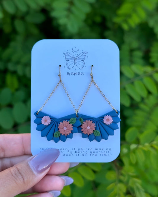 Floral Fans - Blue (Made to Order)