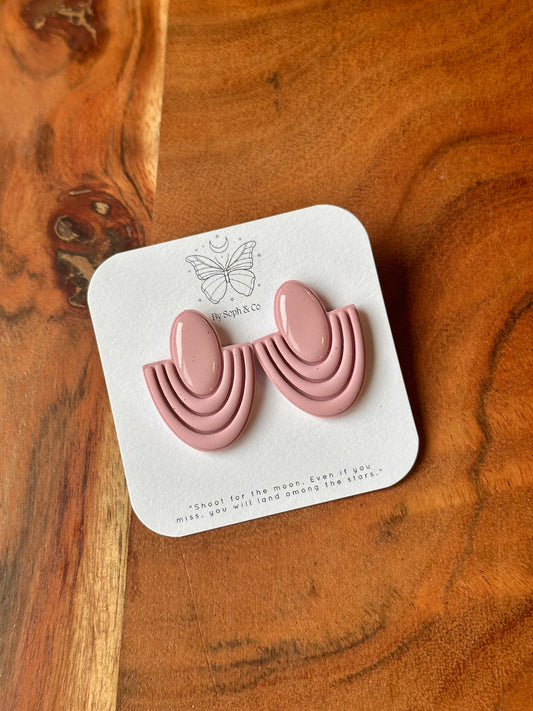 Art Deco Studs - Speckled Muted Pink