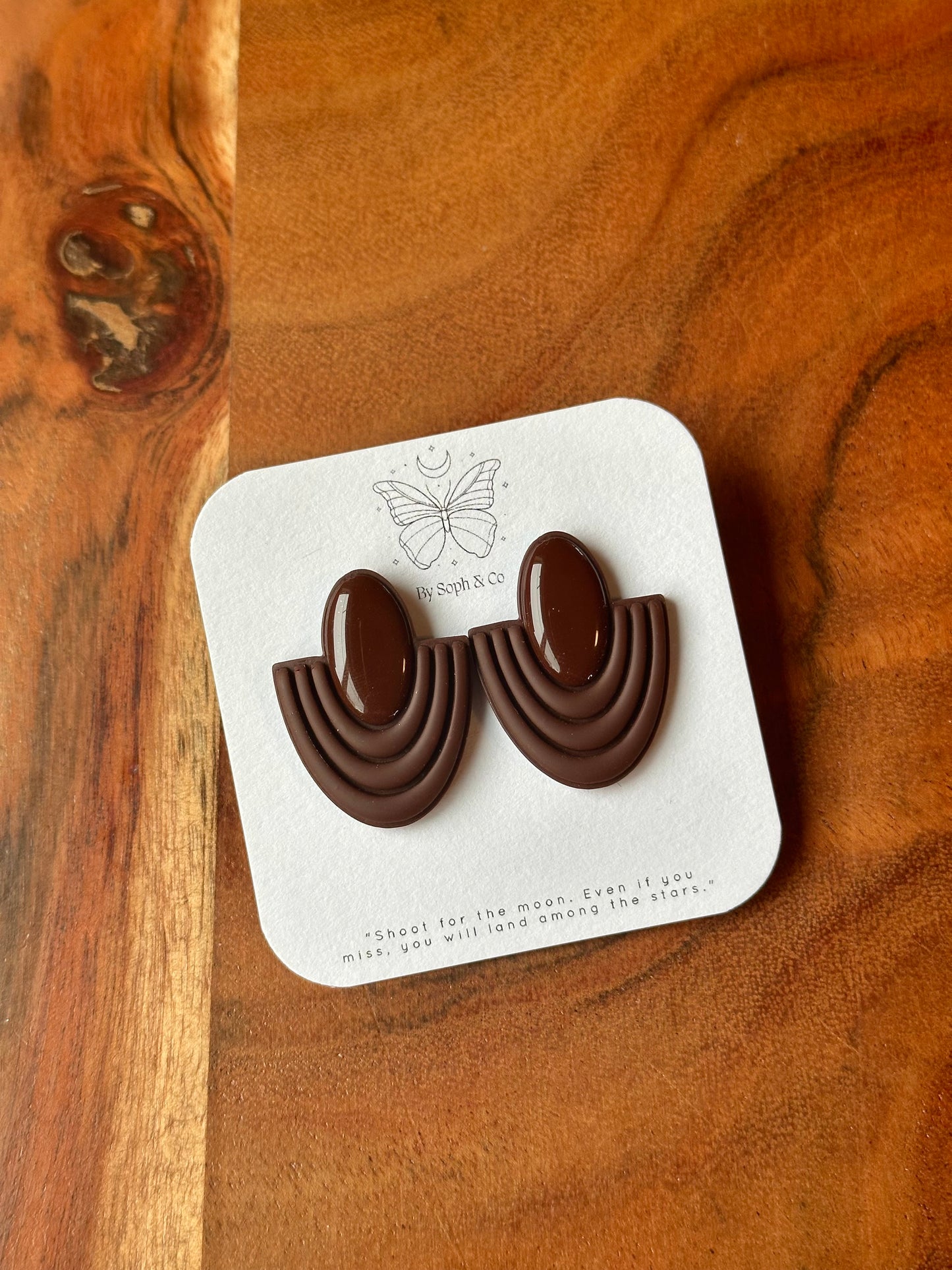 Art Deco Studs - Chocolate Brown