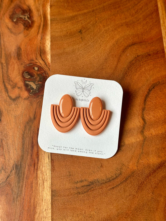 Art Deco Studs - Speckled Peach